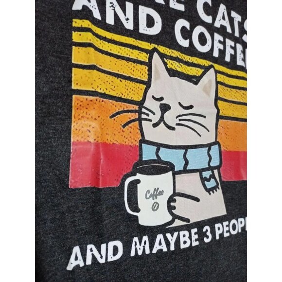 Y2K “I Like Cats & Coffee” Graphic Tee – Casual Round Neck T-Shirt & Lightweight - Picture 4 of 5